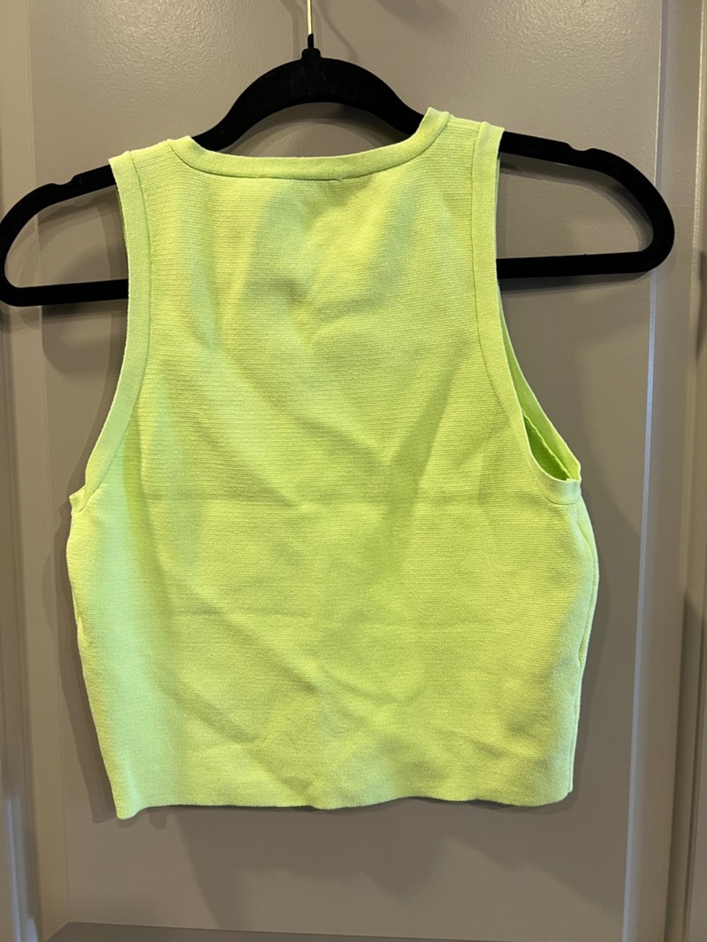 ZARA Neon Lime Ribbed Sleeveless Crop Tank Top - Picture 6 of 6